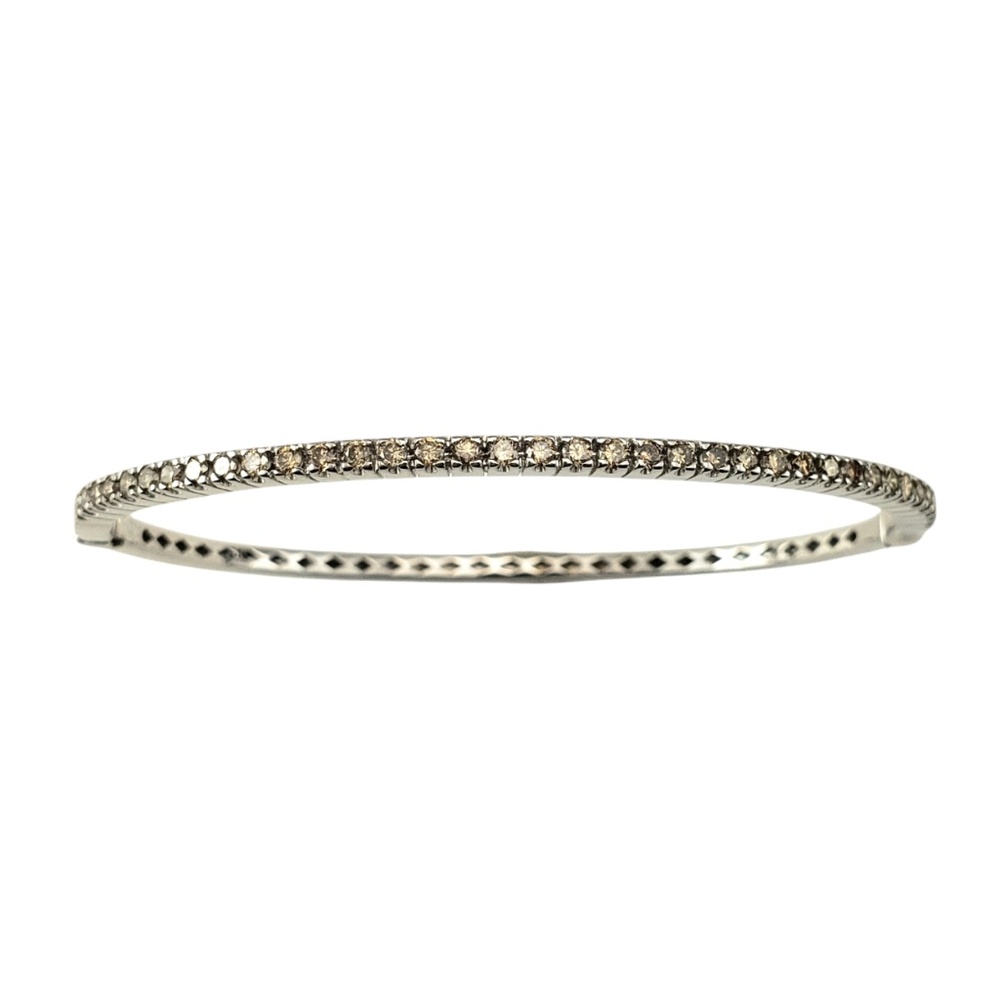 18 Karat White Gold Champagne Diamond Bangle Bracelet #20789